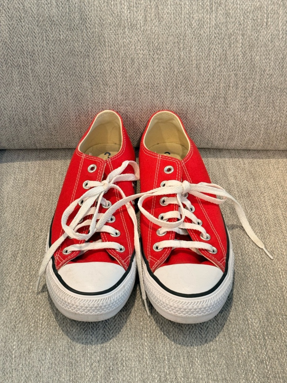Converse Red Low-Top Canvas Sneakers with White Laces
